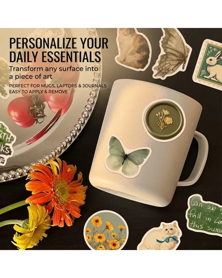 Natural Aesthetics Vintage Cartoon Cute Adhesive Vinyl Waterproof