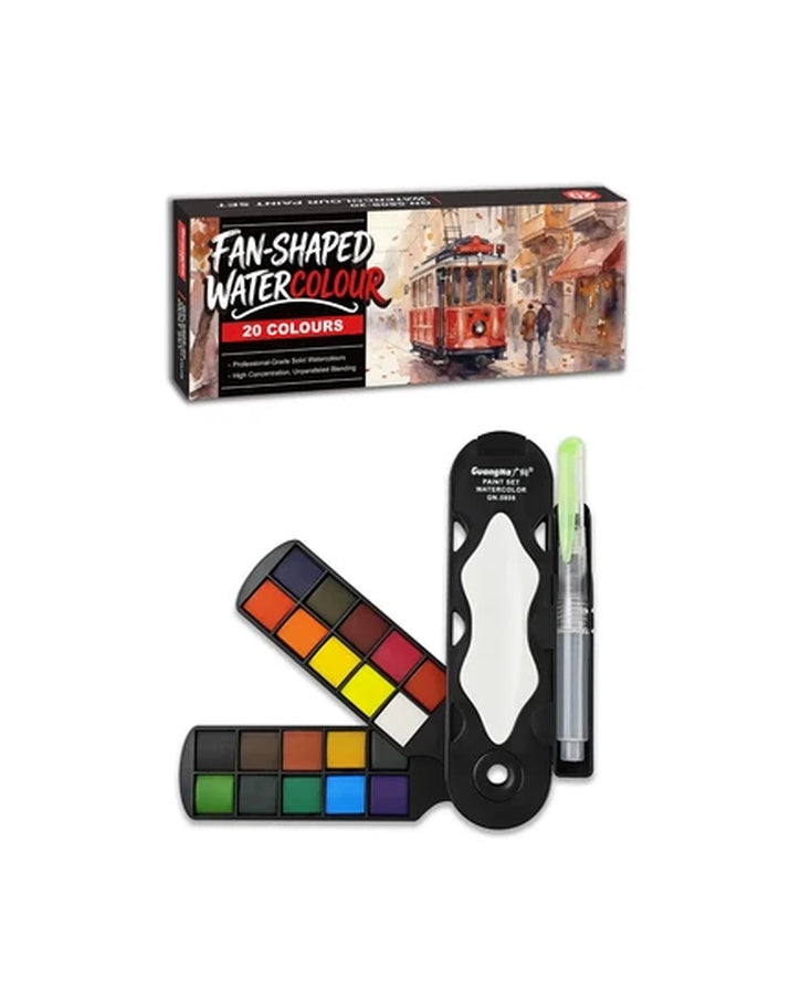 Solid Gouache Paint Set with Water Brush Pen Foldable Travel Pigment