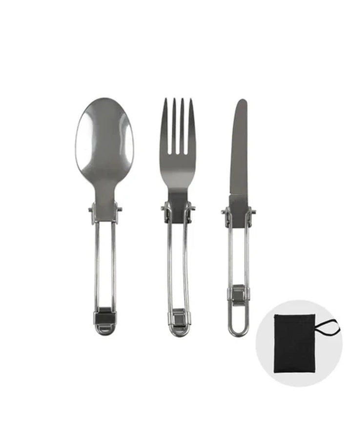 Folding 430 Stainless Steel Knife Fork Spoon 3-Piece Camping