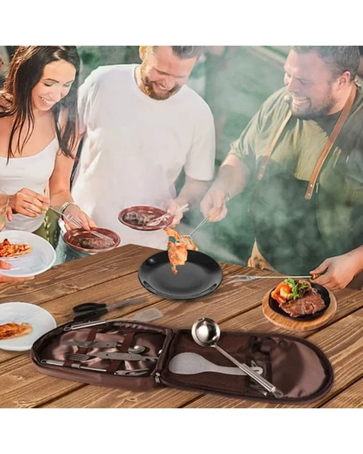 Saco de armazenamento de utensílios de cozinha de piquenique de acampamento ao ar livre portátil saco de armazenamento de utensílios de mesa de aço inoxidável sg7a