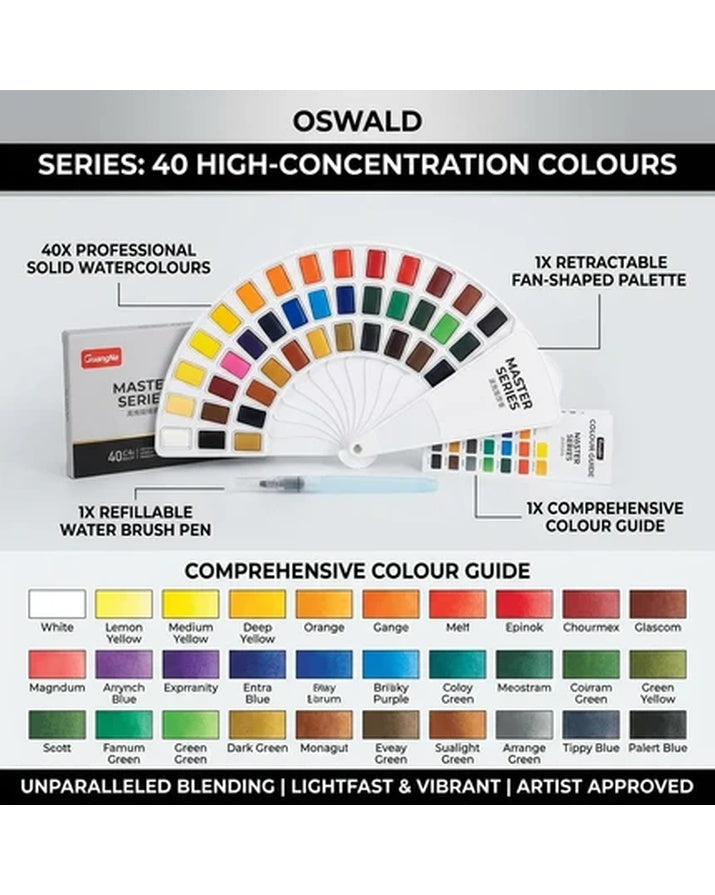 Solid Gouache Paint Set with Water Brush Pen Foldable Travel Pigment