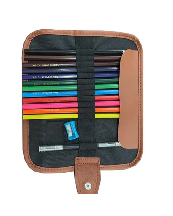 Folding Portable Roll-Up Cloth Zippered Wood Storage Bag for 2B Lead