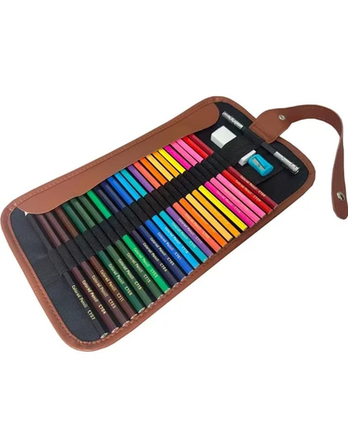 Folding Portable Roll-Up Cloth Zippered Wood Storage Bag for 2B Lead