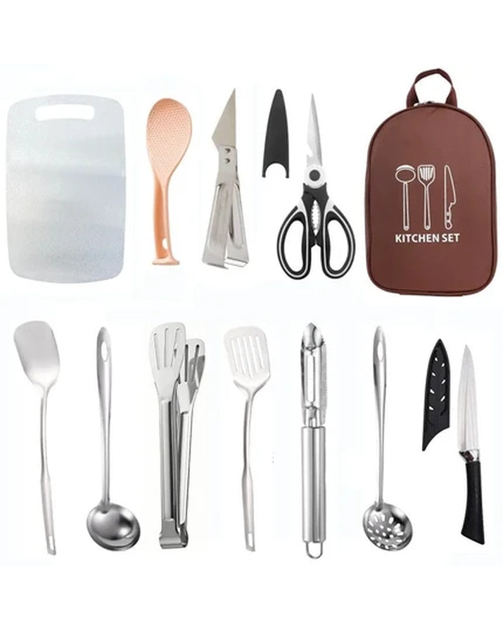 Saco de armazenamento de utensílios de cozinha de piquenique de acampamento ao ar livre portátil saco de armazenamento de utensílios de mesa de aço inoxidável sg7a