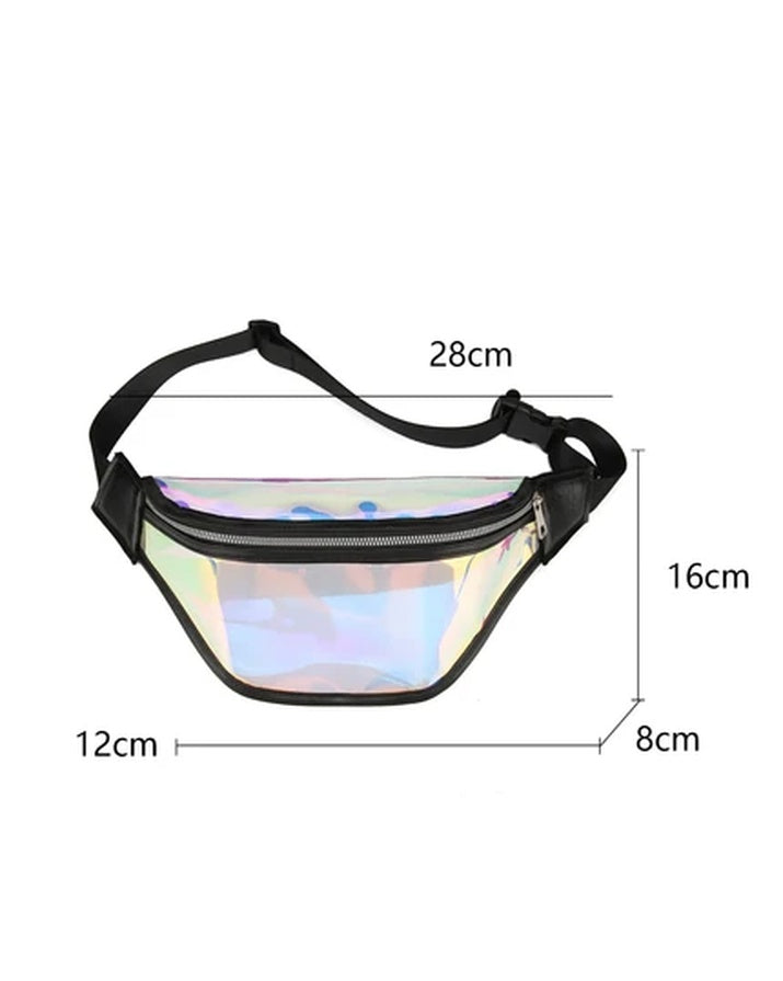 Vintage Zipper PVC Waist Duffel Bag Unisex Foldable Outdoor Toiletry